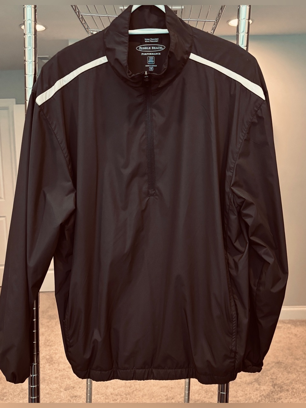Pebble Beach Performance men’s black quarter zip windbreaker jacket size medium